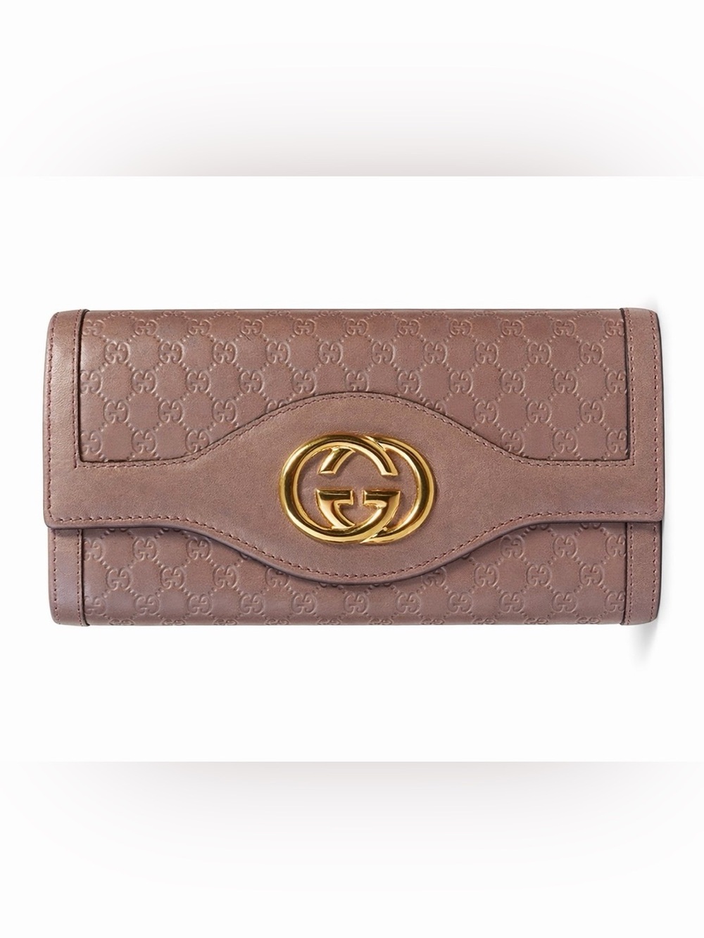 Gucci Iridescent Pink Leather Wallet with Signature GG Logo